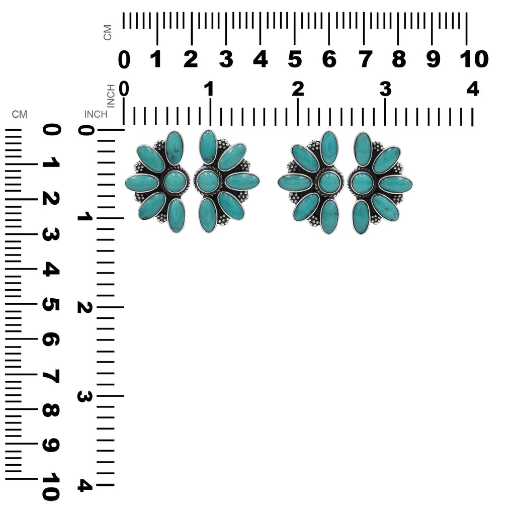 Starborn Campitos Turquoise Half Flower Post Earrings in Sterling Silver