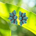 Starborn Campitos Turquoise Half Flower Post Earrings in Sterling Silver