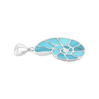 Starborn Sleeping Beauty Turquoise Inlay Nautilus Ammonite Pendant in Sterling Silver