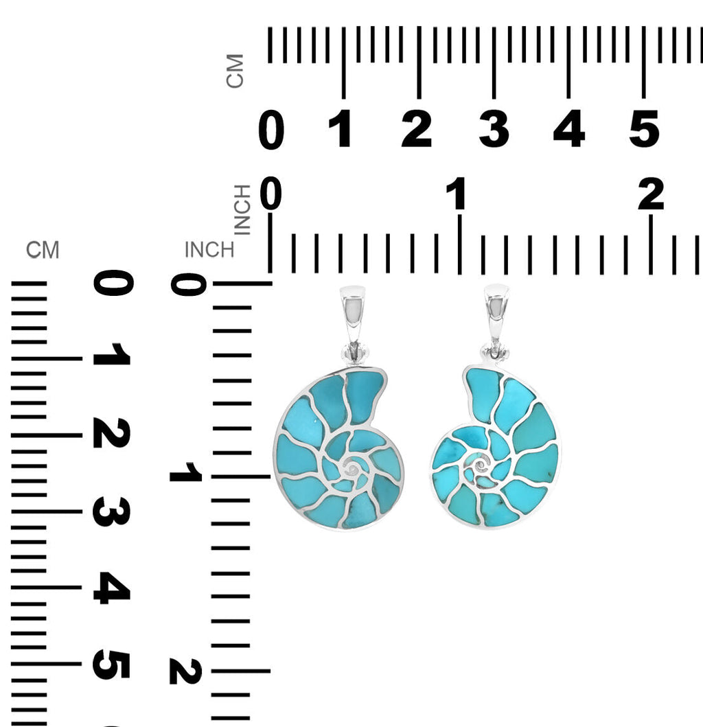 Starborn Sleeping Beauty Turquoise Inlay Nautilus Ammonite Pendant in Sterling Silver