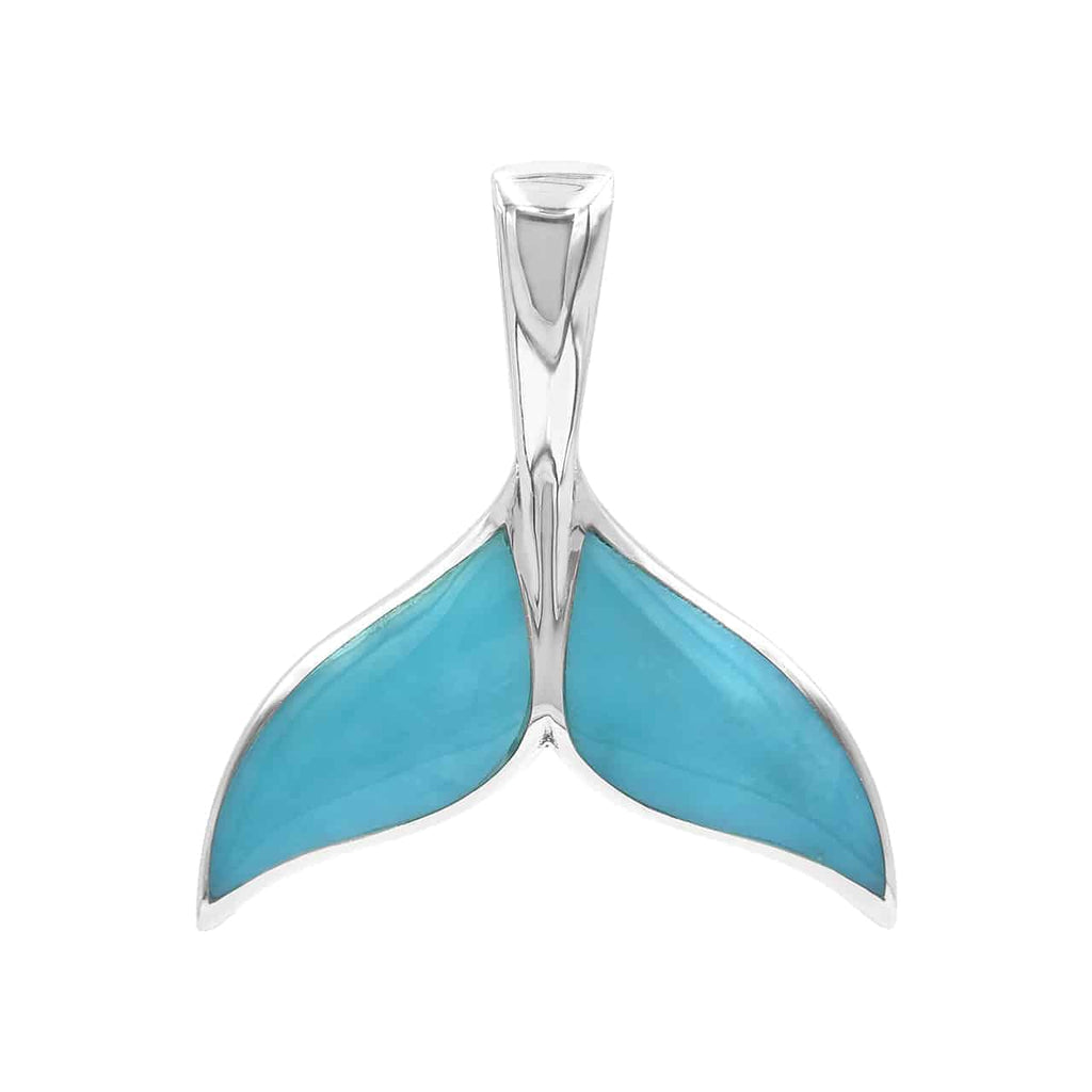 Starborn Sleeping Beauty Turquoise Whale Tail Pendant in Sterling Silver