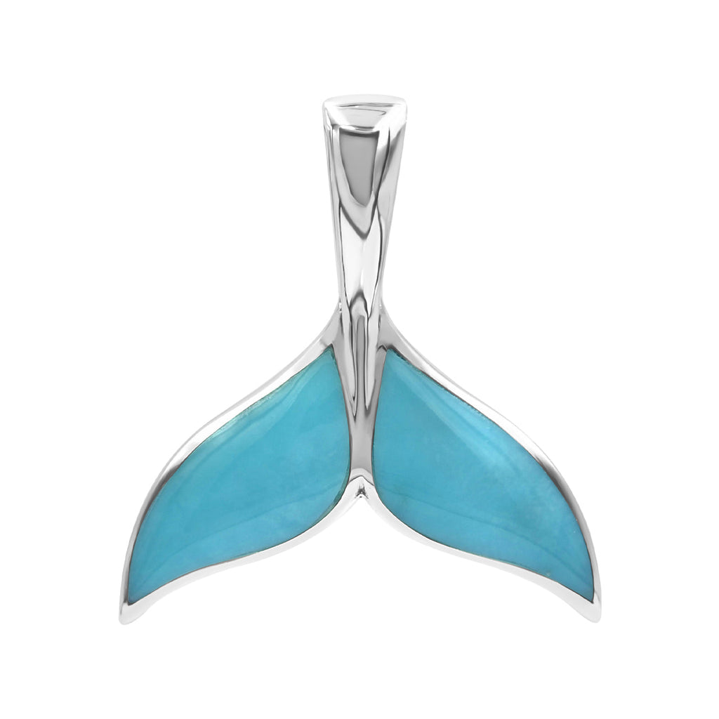 Starborn Sleeping Beauty Turquoise Whale Tail Pendant in Sterling Silver
