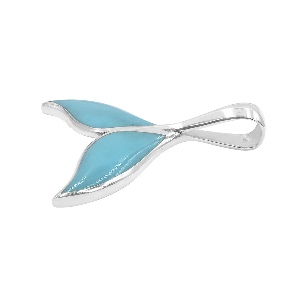 Starborn Sleeping Beauty Turquoise Whale Tail Pendant in Sterling Silver