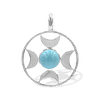 Starborn Sphere Gemstones Directional Crescent Moon Pendant in Sterling Silver - Large