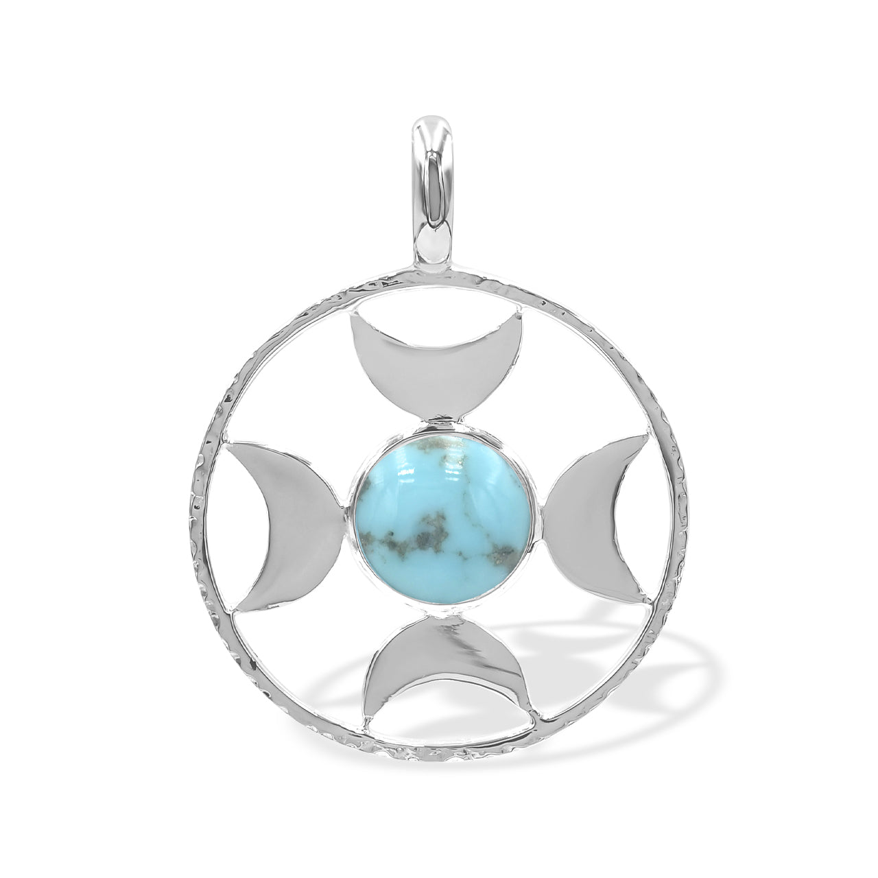 Starborn Sphere Gemstones Directional Crescent Moon Pendant in Sterling Silver - Large