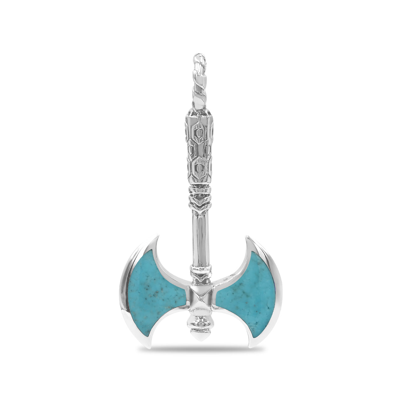 Starborn Sleeping Beauty Turquoise Battle Axe Pendant in Sterling Silver