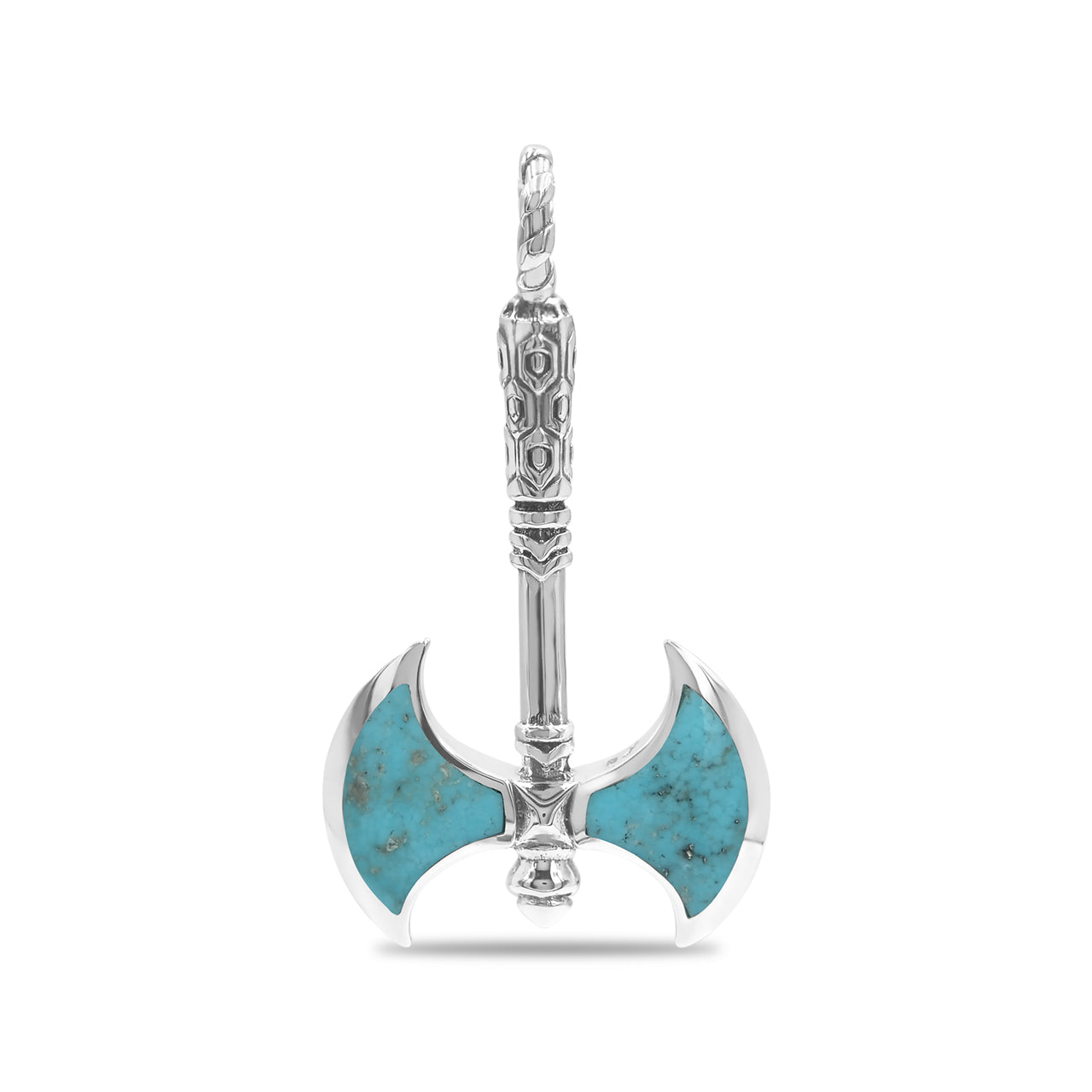 Starborn Sleeping Beauty Turquoise Battle Axe Pendant in Sterling Silver