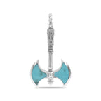 Starborn Sleeping Beauty Turquoise Battle Axe Pendant in Sterling Silver