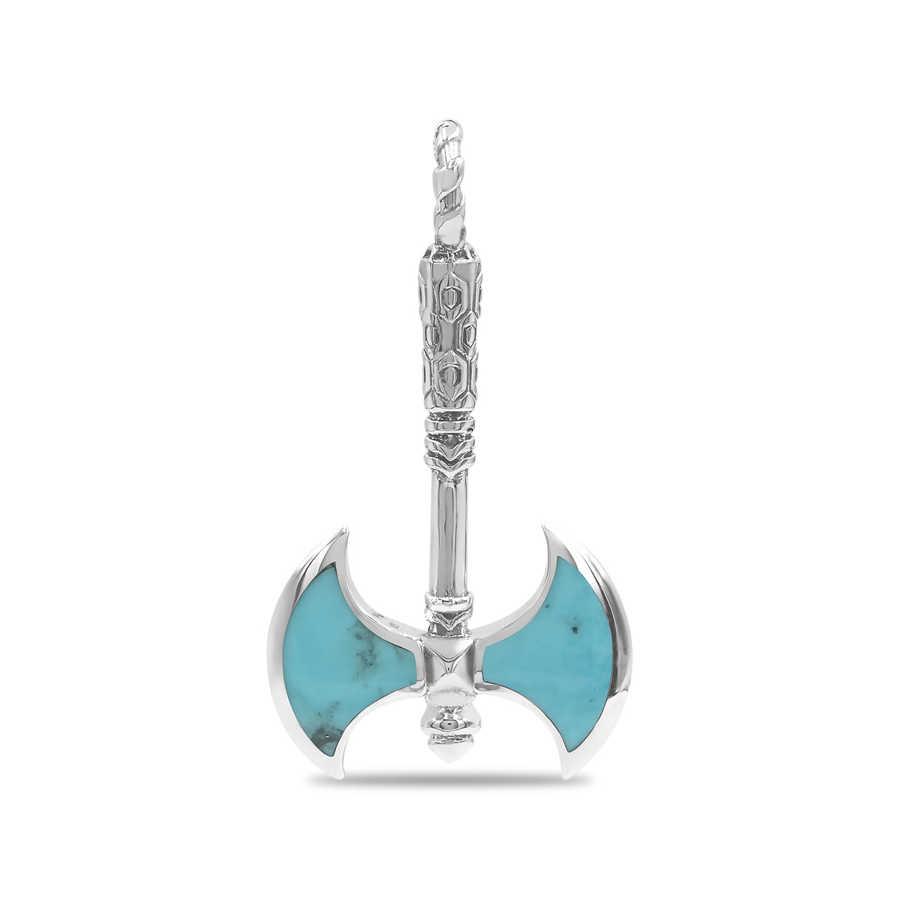 Starborn Sleeping Beauty Turquoise Battle Axe Pendant in Sterling Silver