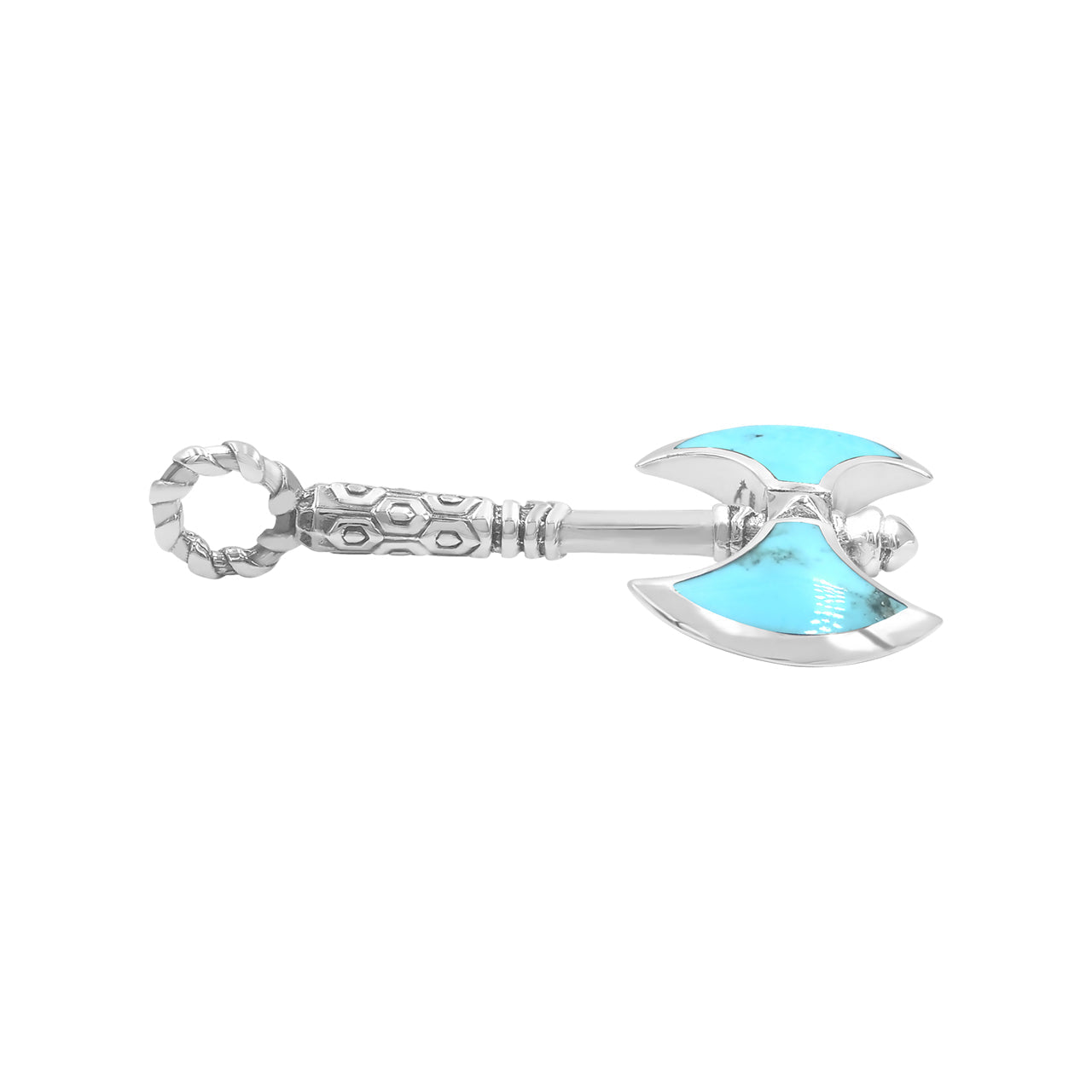 Starborn Sleeping Beauty Turquoise Battle Axe Pendant in Sterling Silver
