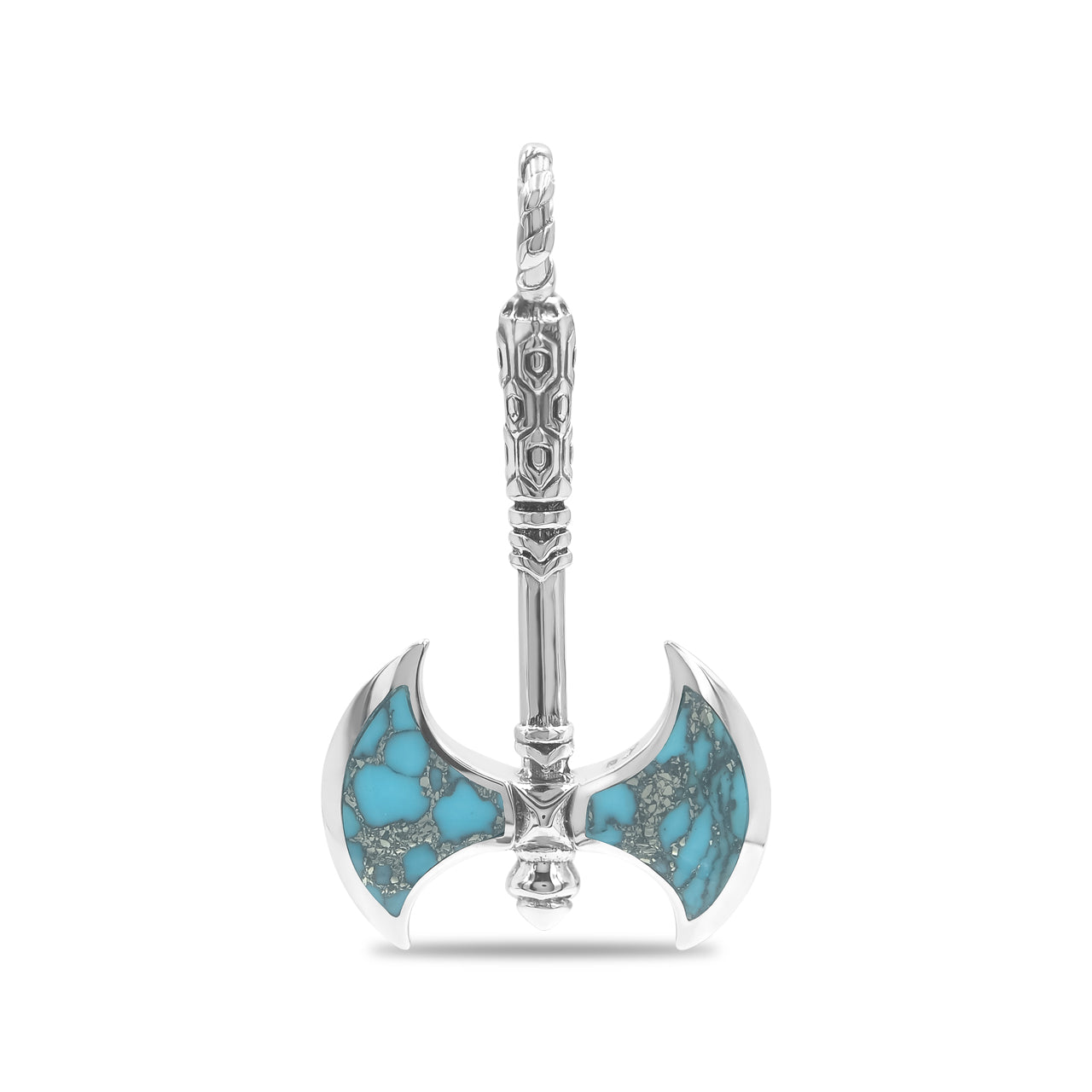 Starborn Gemstone Battle Axe Pendant in Sterling Silver