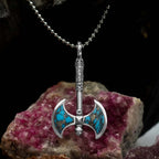 Starborn Gemstone Battle Axe Pendant in Sterling Silver