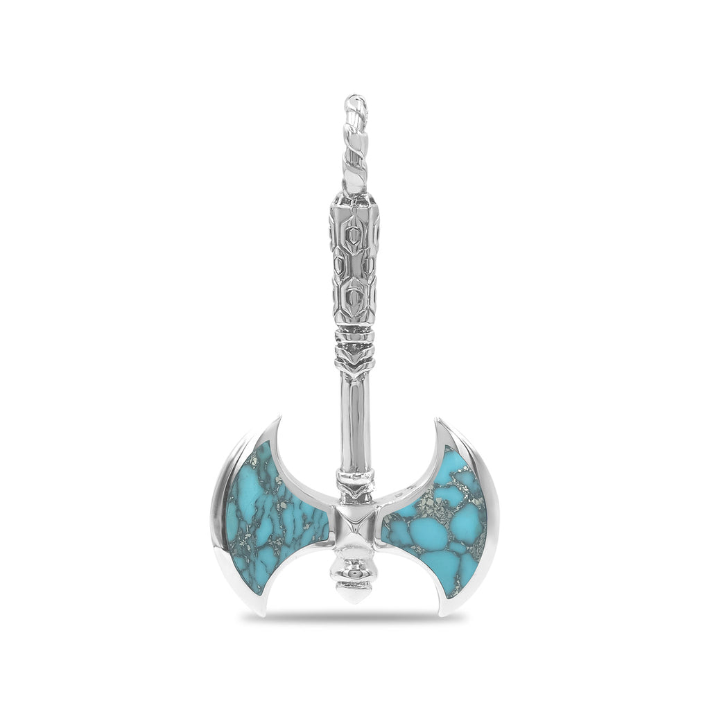 Starborn Gemstone Battle Axe Pendant in Sterling Silver