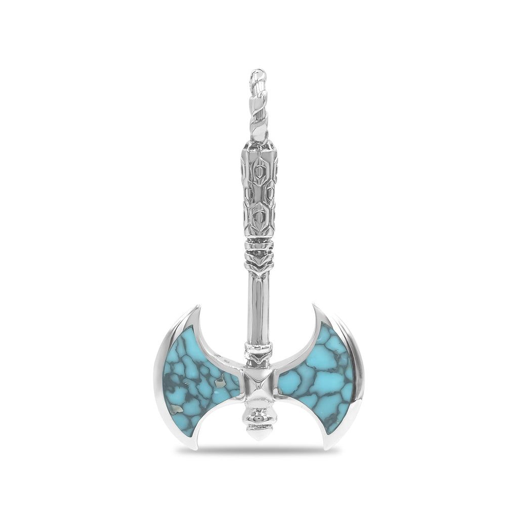 Starborn Gemstone Battle Axe Pendant in Sterling Silver