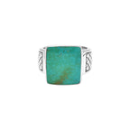 Starborn Chilean Turquoise Men’s Ring with Geometric Shank Accents in Sterling Silver