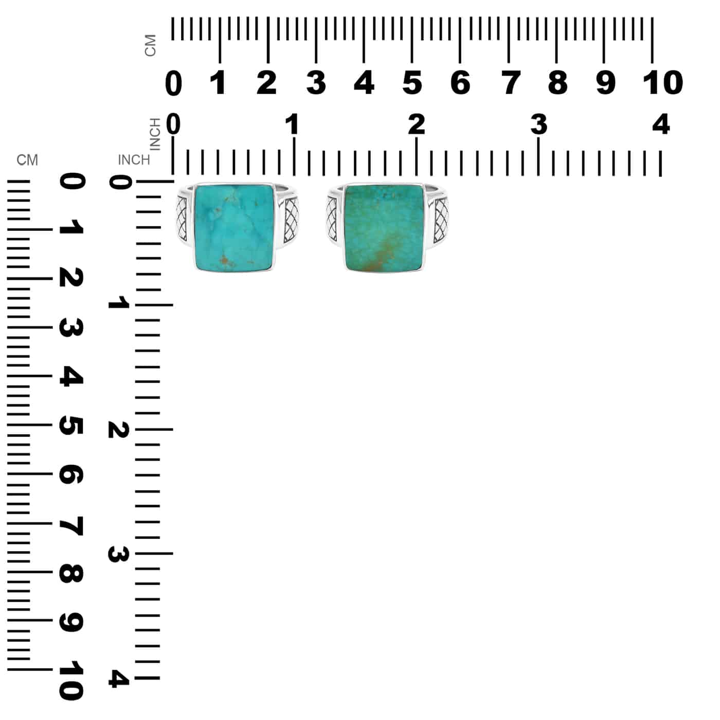 Starborn Chilean Turquoise Men’s Ring with Geometric Shank Accents in Sterling Silver