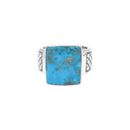 Starborn Persian Turquoise Men’s Ring with Geometric Shank Accents in Sterling Silver
