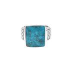 Starborn Persian Turquoise Men’s Ring with Geometric Shank Accents in Sterling Silver