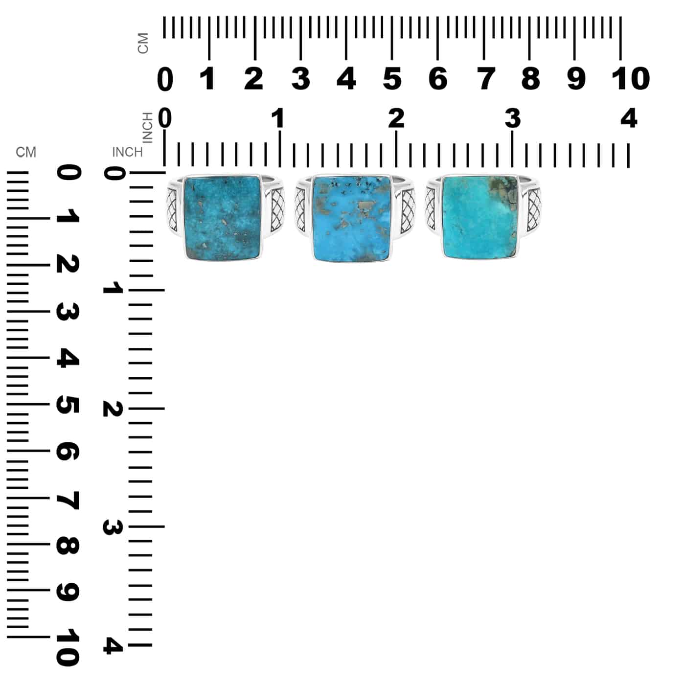 Starborn Persian Turquoise Men’s Ring with Geometric Shank Accents in Sterling Silver