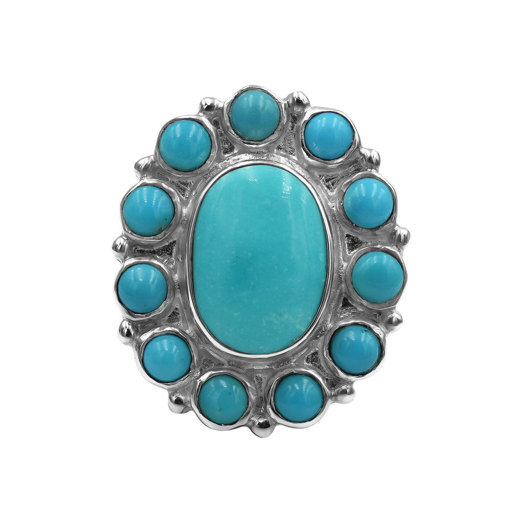Starborn Kingman Turquoise and Round Campitos Turquoise Ring in Sterling Silver