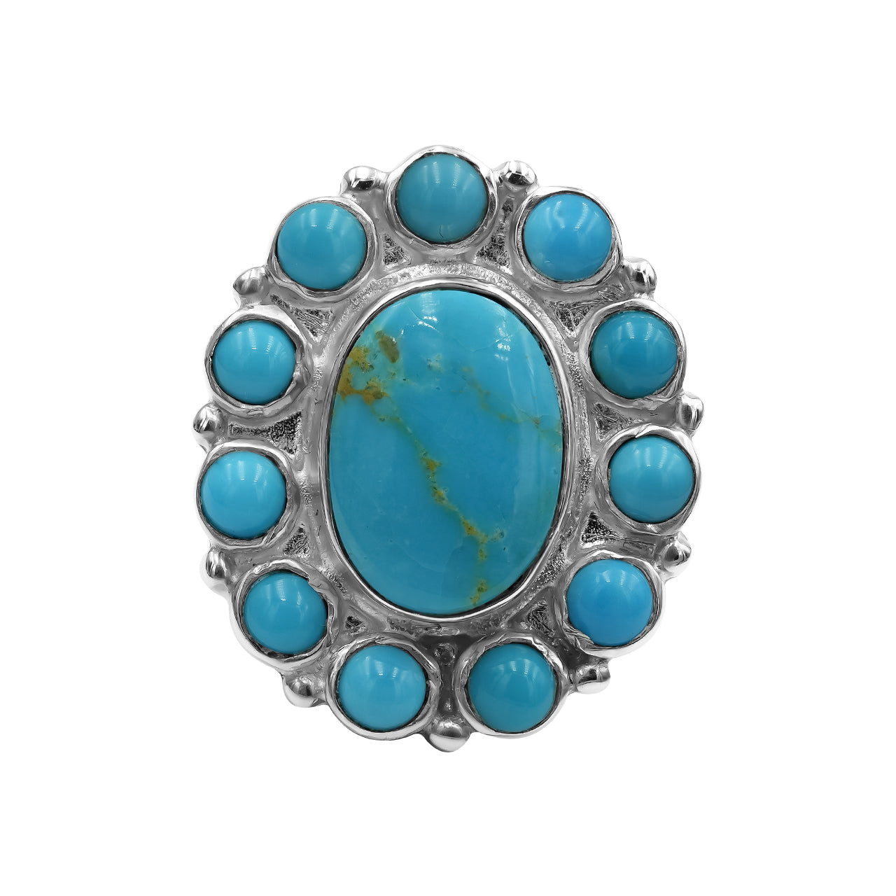 Starborn Kingman Turquoise and Round Campitos Turquoise Ring in Sterling Silver