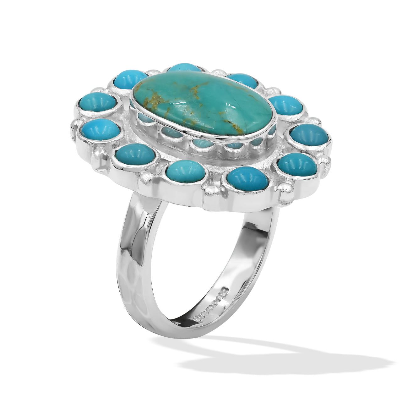 Starborn Kingman Turquoise and Round Campitos Turquoise Ring in Sterling Silver