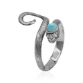 Starborn Coiled Snake Ring with Polished Turquoise in Sterling Silver
