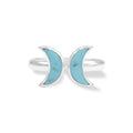 Starborn Sleeping Beauty Turquoise Double Crescent Moon Rings in Sterling Silver