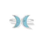 Starborn Sleeping Beauty Turquoise Double Crescent Moon Rings in Sterling Silver