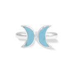 Starborn Sleeping Beauty Turquoise Double Crescent Moon Rings in Sterling Silver