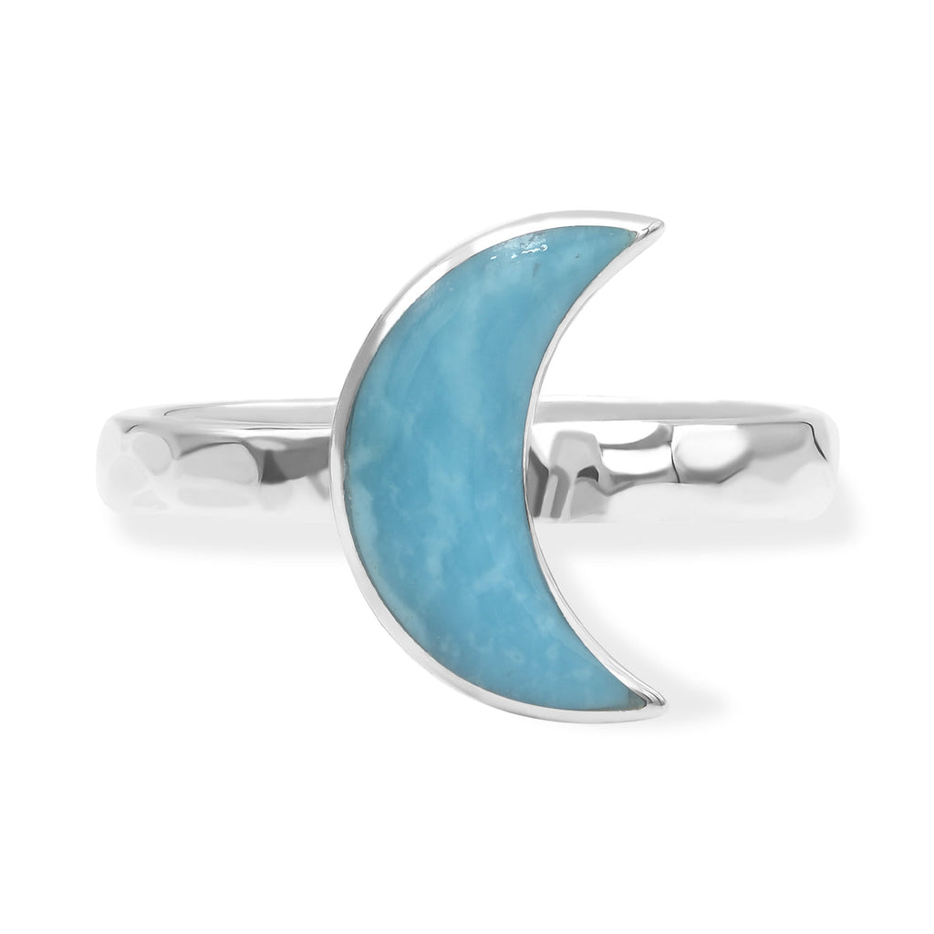 Starborn Turquoise Crescent Moon Ring in Sterling Silver