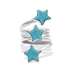 Starborn Turquoise 3 Stars Spiral Ring in Sterling Silver