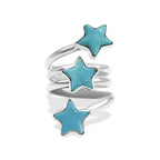 Starborn Turquoise 3 Stars Spiral Ring in Sterling Silver