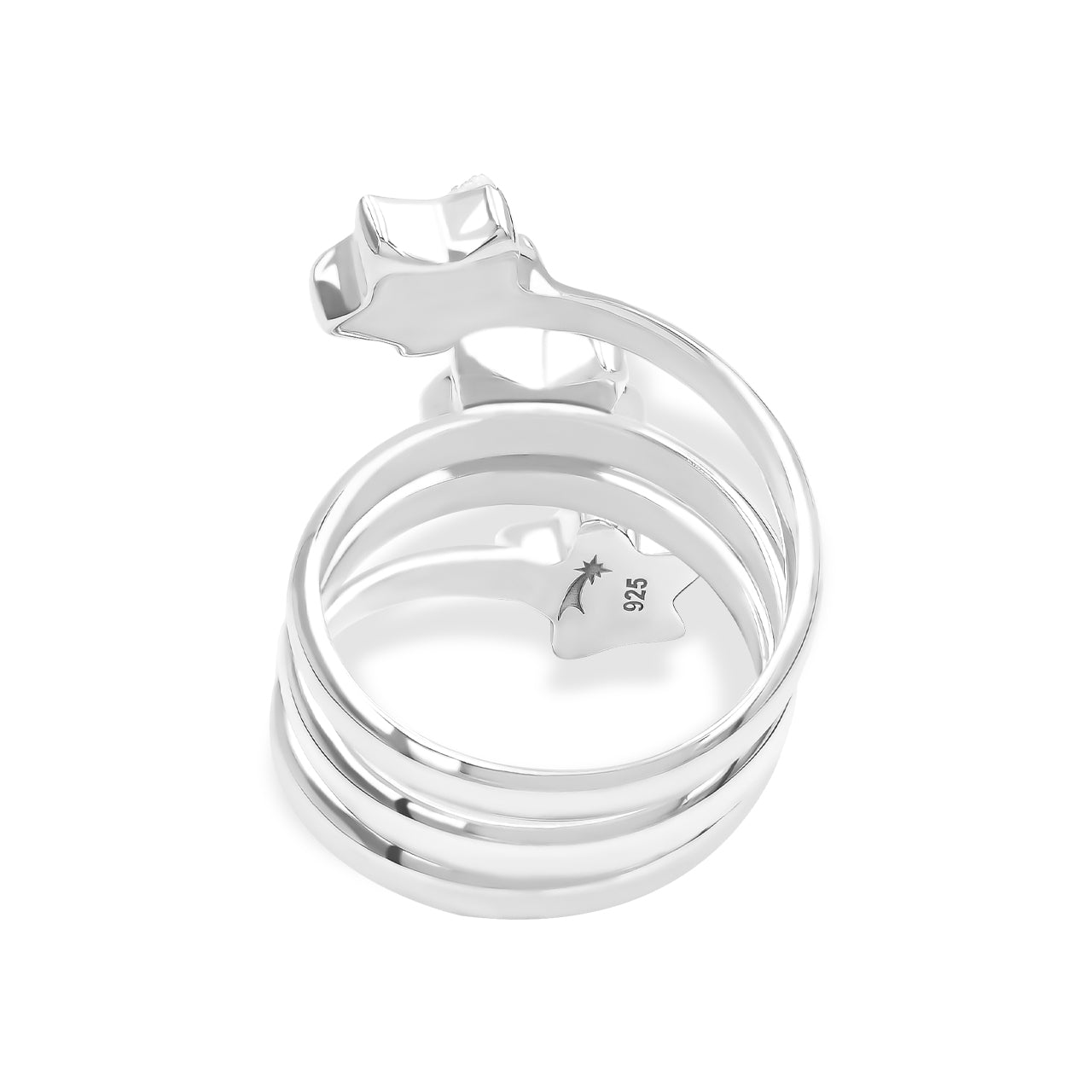 Starborn Turquoise 3 Stars Spiral Ring in Sterling Silver