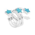 Starborn Turquoise 3 Stars Spiral Ring in Sterling Silver