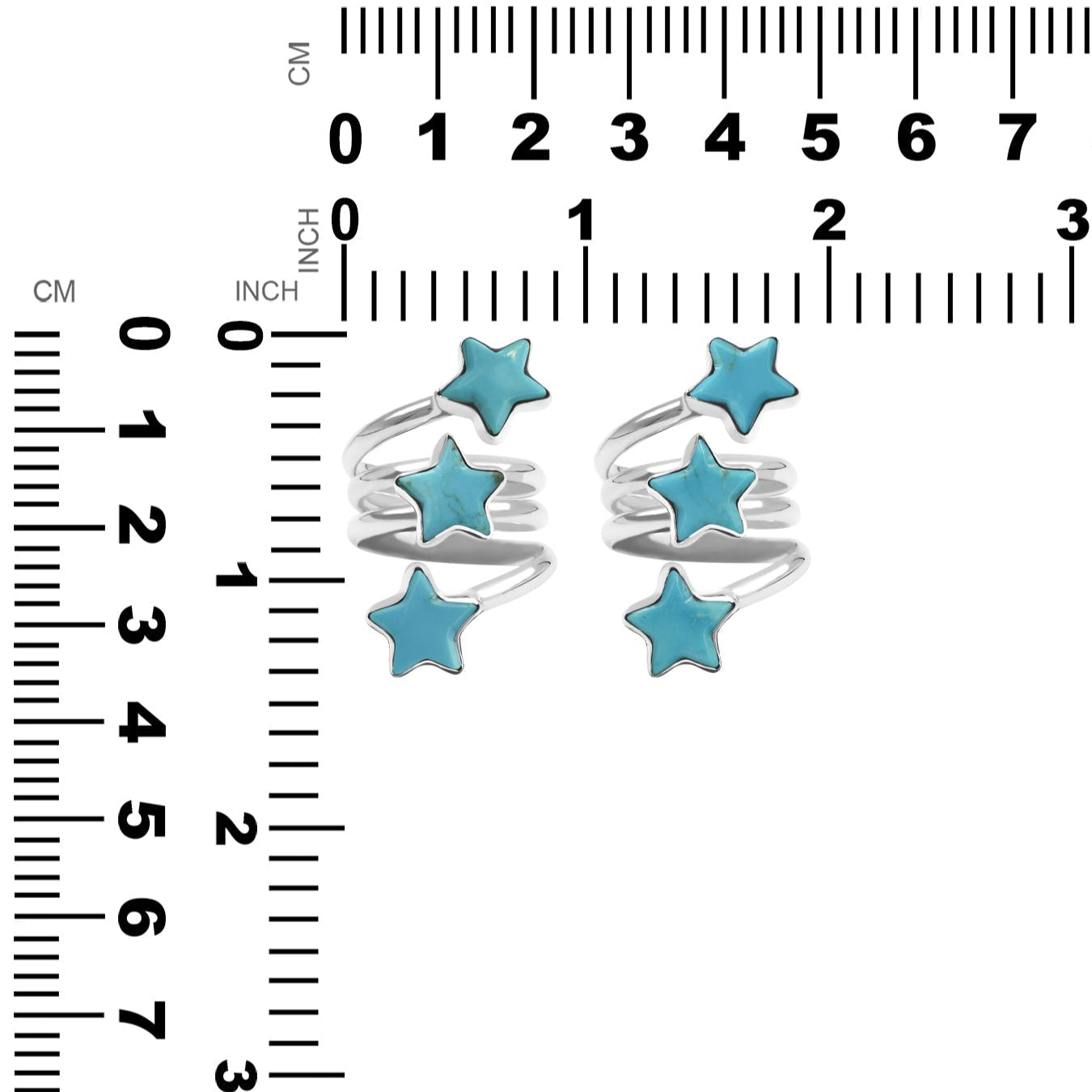 Starborn Turquoise 3 Stars Spiral Ring in Sterling Silver