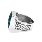 Starborn Turquoise Men’s Ring with Geometric Shank Accents in Sterling Silver
