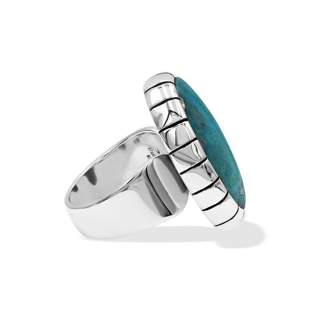 Starborn Persian Turquoise Striped bezel Ring in Sterling Silver