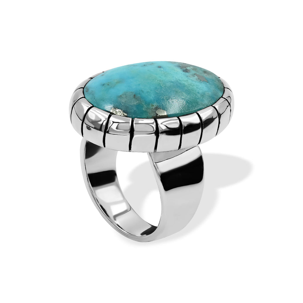 Starborn Persian Turquoise Striped bezel Ring in Sterling Silver