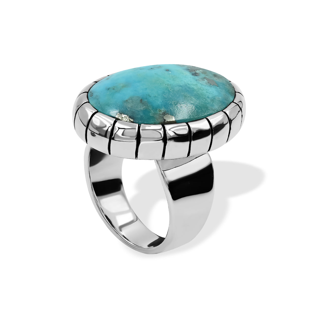 Starborn Persian Turquoise Striped bezel Ring in Sterling Silver