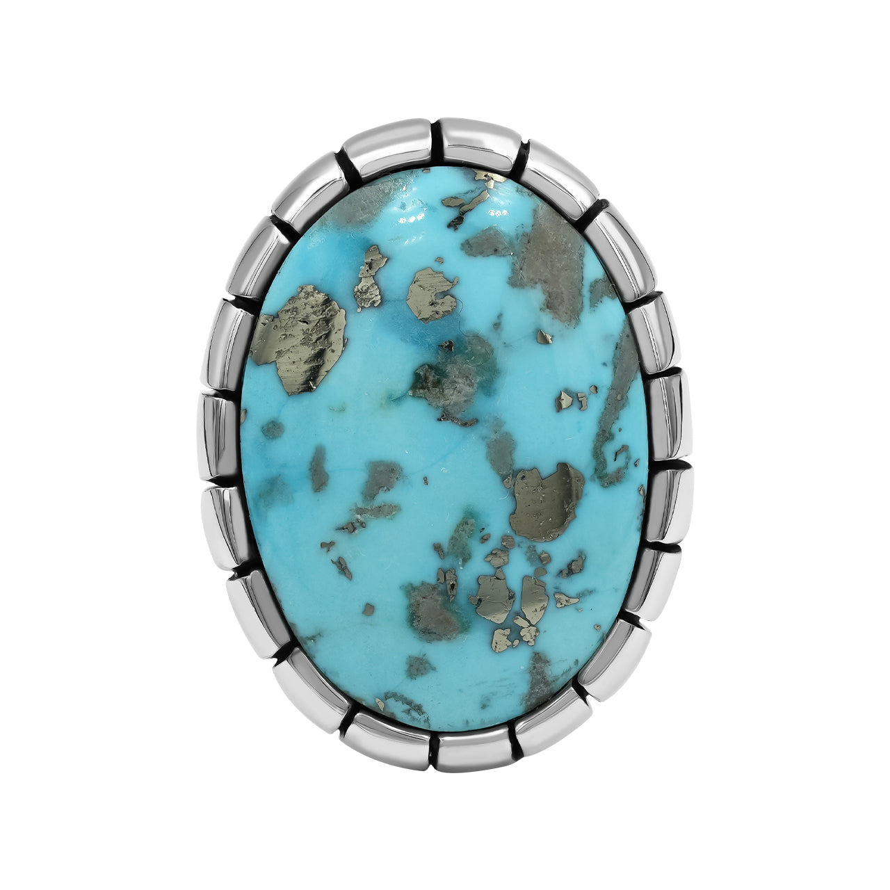 Starborn Persian Turquoise Striped Bezel Ring with Bali Design Shank in Sterling Silver