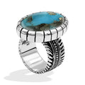Starborn Persian Turquoise Striped Bezel Ring with Bali Design Shank in Sterling Silver