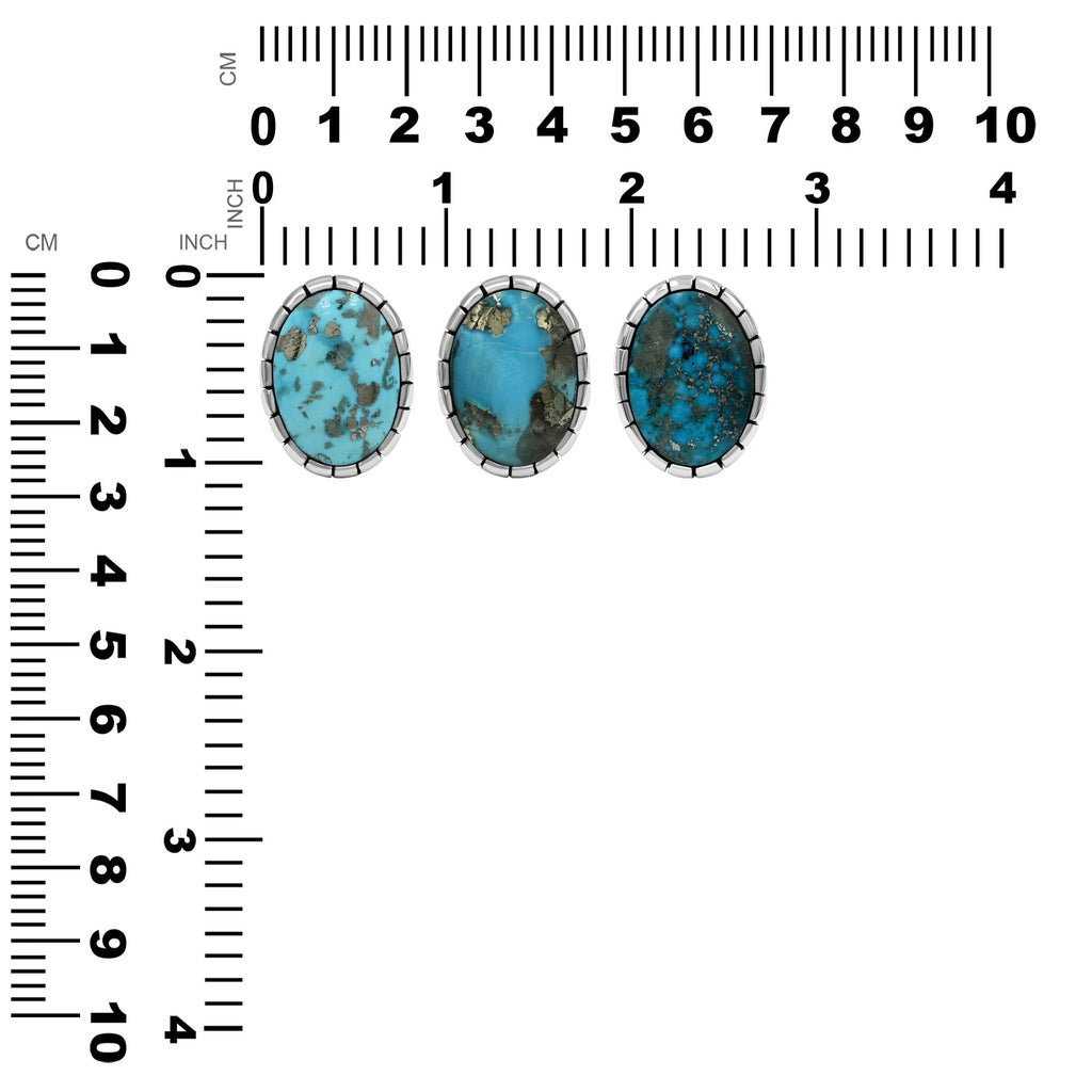 Starborn Persian Turquoise Striped Bezel Ring with Bali Design Shank in Sterling Silver