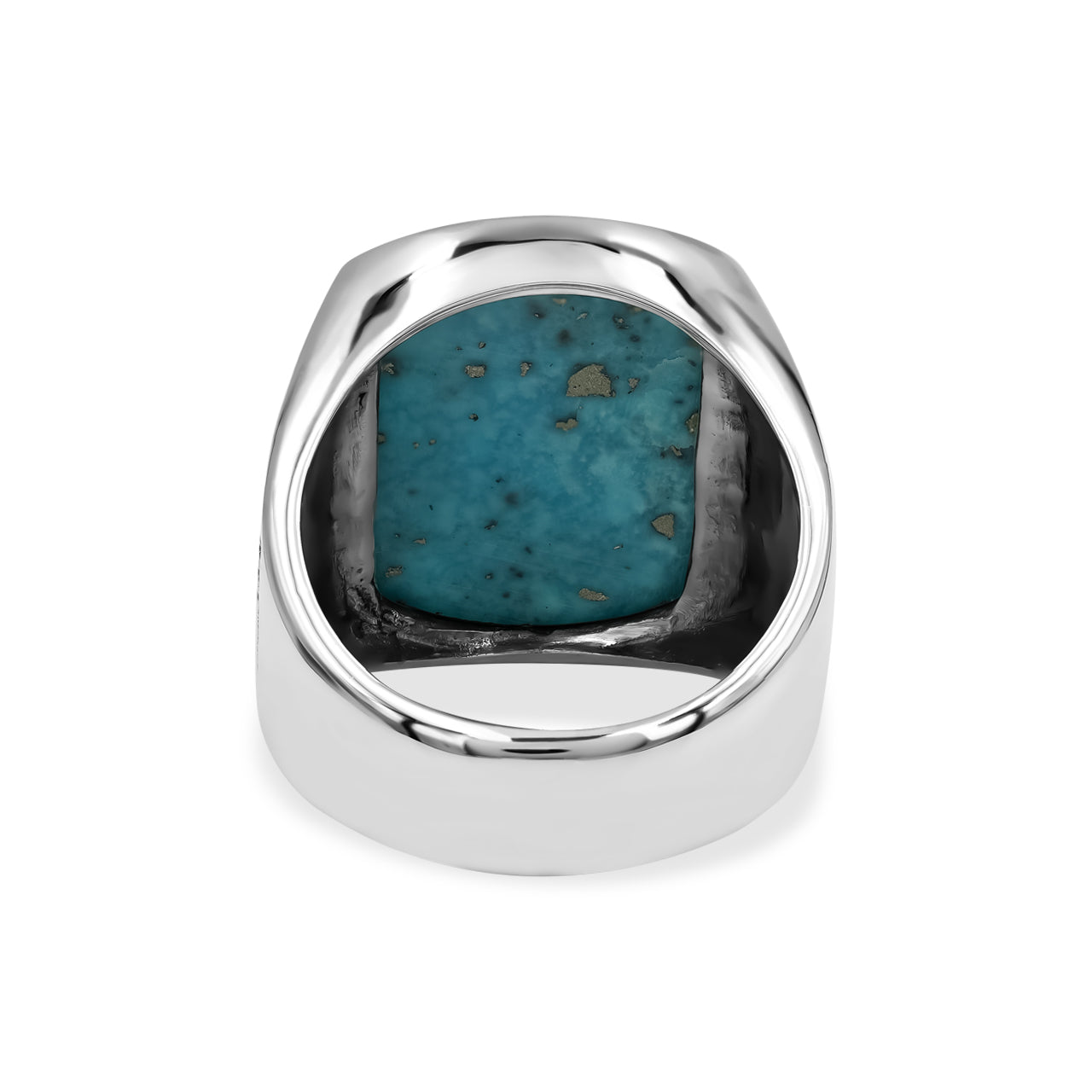 Starborn Persian Turquoise Cushion-Shaped Men's Style Ring in Sterling Silver
