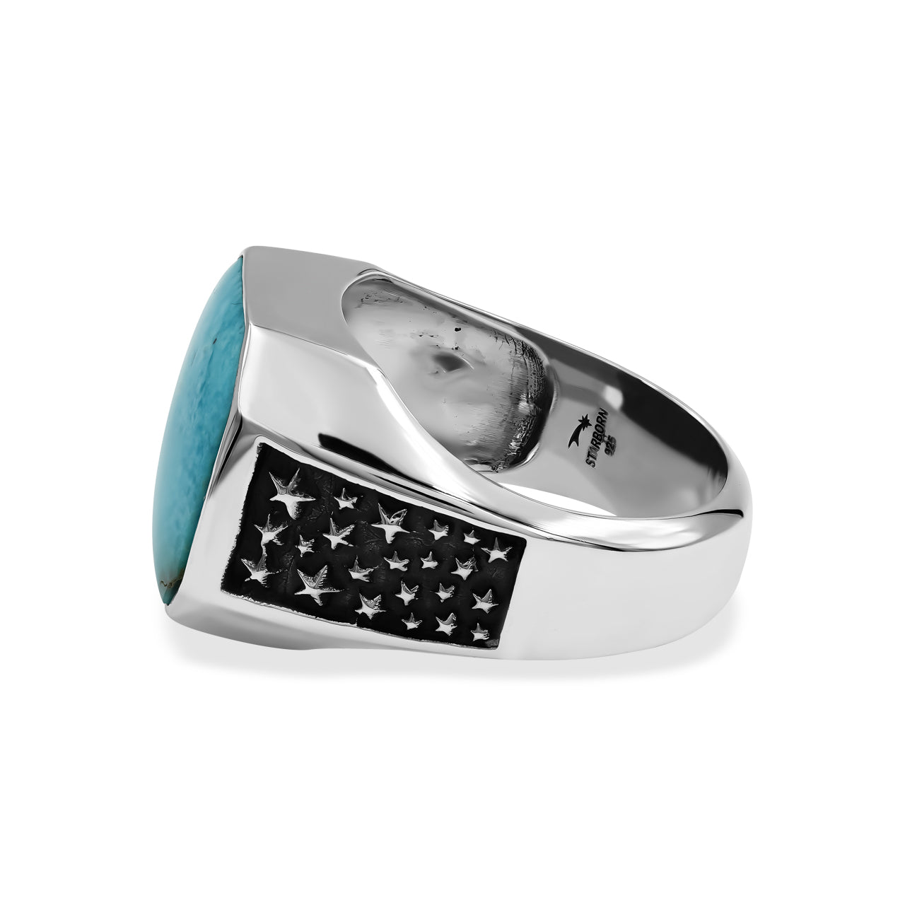 Starborn Persian Turquoise Octagon Signet Men's Ring in Sterling Silver