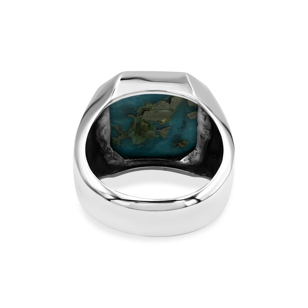 Starborn Persian Turquoise Octagon Signet Men's Ring in Sterling Silver