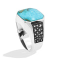 Starborn Persian Turquoise Octagon Signet Men's Ring in Sterling Silver