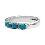 Starborn Campitos Turquoise Seven Stones Prong Set Ring in Sterling Silver