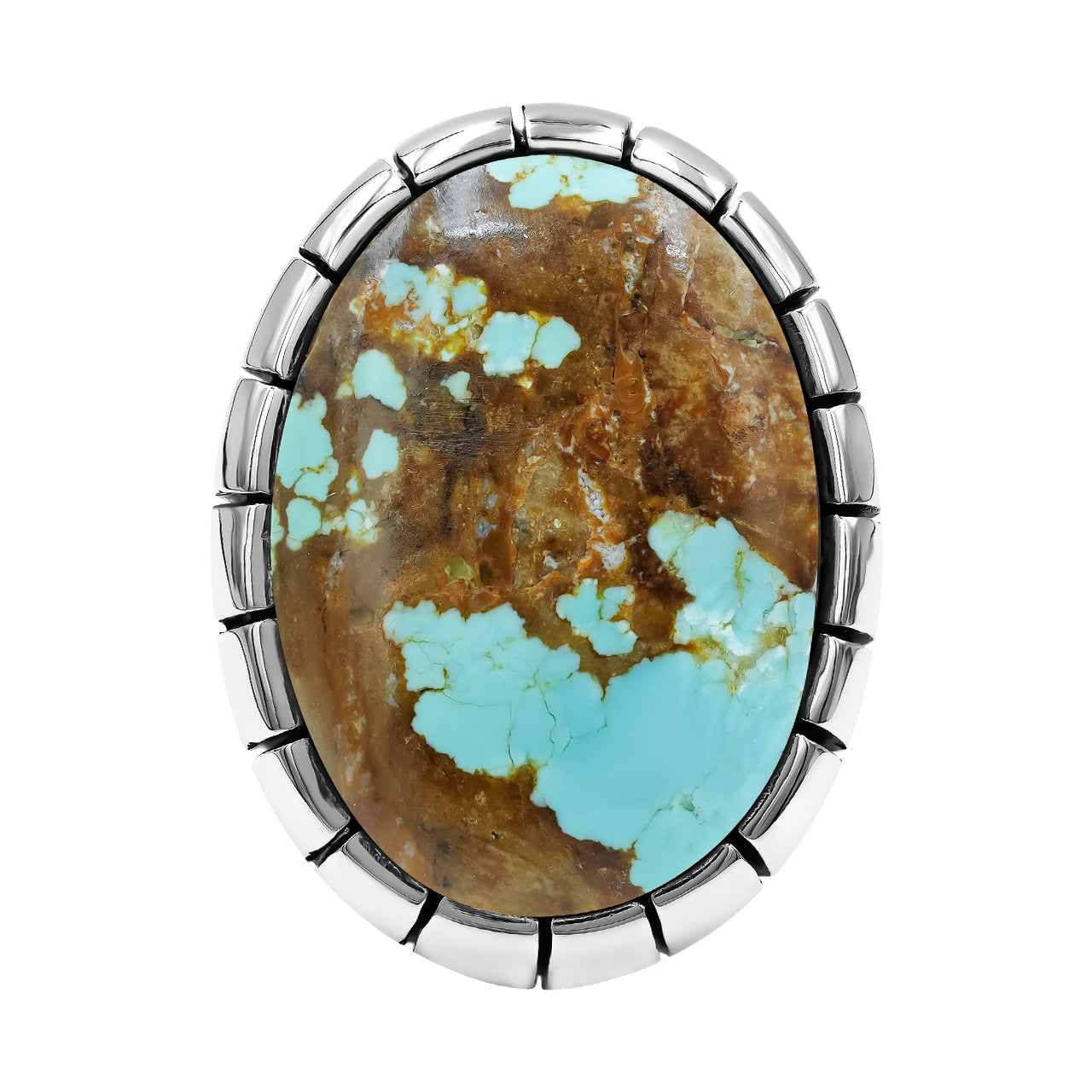 Starborn Nevada #8 Turquoise Striped Bezel Ring in Sterling Silver