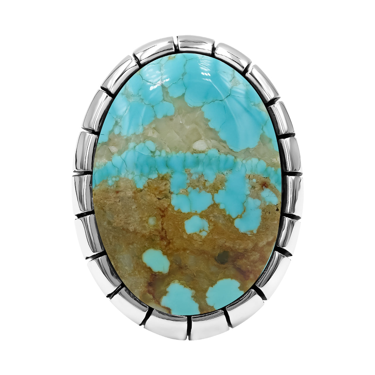 Starborn Nevada #8 Turquoise Striped Bezel Ring in Sterling Silver